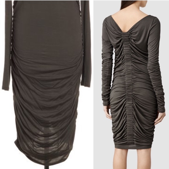 All Saints ‘Milla’ Long Sleeved Ruched Dress - Picture 5 of 12